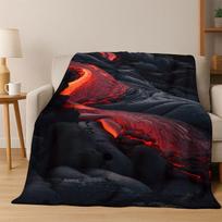 3D Illusion Volcano Flame Lava Magma Flannel Blanket Soft Warm Throw Blanket for Bedroom Living Room Bed Travel Camping Picnic Size: 75*100cm, Weight: 230 GSM red