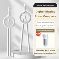 Geometry Precise Drawing Digital Radius Compass Set With Leads Refills Drafting Drawing Tools for School Students Stationery white