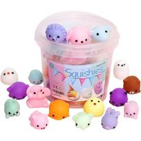 24PCS Mini Kawaii Squishies hi Stress Reliever Anxiety Toys Squishy Toy Party Favors for Kids Basket Fillers with Storage Box gray