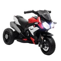 Kids Electric Motorcycle 3-Wheel Trike 6V Battery, Music, Lights, Black/Red
