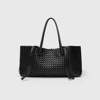 ZR Woven Tote Shoulder Bag - Stylish & Versatile Commute Accessory Without Logo purpurinė