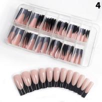 120Pcs/Box Nude Pink Matte French Press On Nails 12Sizes Extra Long Square Full Cover Soft Gel False Nail Tips Nail Extension BFSCF 1 white