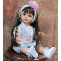 Reborn Babies Girl Twins Dolls 55 cm Full Silicone Vinyl Lifelike Princess Long Hair Doll Bebe Reborn Birthday Gifts Made of KEIUMI 22 inch about 55cm mėlyna