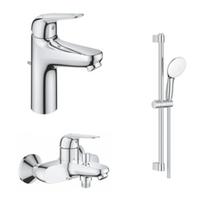 Vonios maišytuvų komplektas Grohe EuroEco, (32743001, 24265001, 27598003), chromas