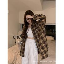 Retro Plaid Long Sleeve Shirt - Hong Kong Niche Design, Loose Fit Outerwear for Spring & Autumn, Trendy American Style L black