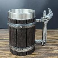 Vikingų Vintažinis Ąžuolinės Statinės Alaus Bokalas Stiklinė su Nerūdijančio Plieno Įdėklu Kavos Puodelis Arbatos Puodelis Didelės Talpos Bokalas Baras Vakarėlis Dovana 600ML