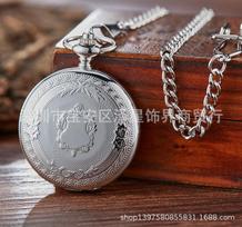 Classic Engraved Flip Hollow, Non-Mechanical Pocket Watch Retro, Necklace Watch Male And Female Student Pocket Watch gray