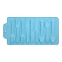 Silicone Chocolate Knife Fork Spoon Fondant Cake Candy Biscuits Moulds DIY Baking Decorating Tools for Dessert Cake blue