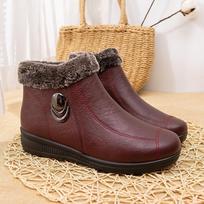 Waterproof Leather Women Boots Fur Lined Casual Ankle Winter Snow Boots Women Warm Shoes Fashion Black Boots 38 juoda