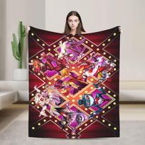 Alastor Game VOX H-Hazbin Hotel Blanket Airplane Travel Flannel Bedding Throws For Living Room Super Warm Bedspread Gift Size: 75*100cm, Weight: 230 GSM black