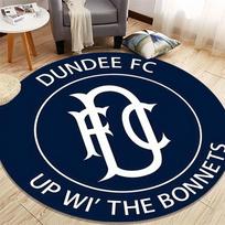 Dundee FC Interlocking Letter Monogram Circular Area Rug Scottish Football Round Floor Carpet Gaming Chair Living Room Bedroom Home Decor Mat 60x60cm( 15x23in ) white