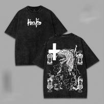 Manga Dorohedoro Caiman T-shirt Vintage Washed Oversized T Shirt Men Women Clothing Summer Short Sleeve Cotton Tees Clothes Tops 2XL white