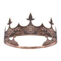 Zircon King Crown Exquisite Halloween Costume Accessories Retro Metal Prince Tiara  Hair Ornaments Style9 black