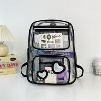 Schoolbag transparent jelly bag male high school college student pvc schoolbag female 1011 new backpack large capacity waterproof backpack (as the picture,30*13*43) gray