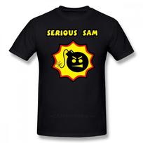 Serious Sam T-Shirt Serious Sam Replica T Shirt 100% Cotton Summer Tee Shirt Men Cute Short-Sleeve Printed Tshirt S black