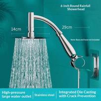 SUS304 Stainless Steel Rainfall Shower Head, 2 in 1 Handheld & Overhead High Pressure Large Water Outlet Shower Nozzle gray