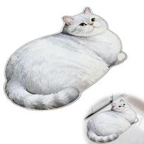 Cute Cat Bath Mat Super Absorbent Non Slip 3D Animal Shaped Bathroom Rug Quick Dry Toilet Door Mat for Cat Lovers Home Decor 60*90cm gray