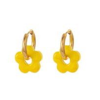 Stainless Steel Ear Cuffs Colorful Ear Buckle Fashion Flower Hoop Earrings  Girl oranžinė