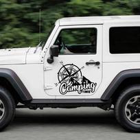 Kempingavimo Laikas Kompasas Karavanas Be Kelių Automobilio Lipdukas Kalnų Peizažas Kelionės Nuotykiai Kemperis RV Lipdukas Vinilis 30cmwidex24cmhigh mėtinė