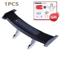 Mini Solar Tail Light Universal LED Car Rear Spoiler Flashing Warning Waterproof Wing with Smart Sensor Modified 1 Pc black