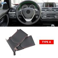 Car Steering Wheel Cover For BMW 1 2 3 Series F20 F21 F22 F30 F34 F36 Perforated Microfiber Leather Braid w/ Needles & Type B red blue line black