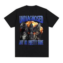 Undiagnosed But Im Pretty Sure Wolf Funny Meme T-shirt for Men Women Harajuku Gothic Retro T-shirt Cotton Oversized T Shirt Tops 4XL black