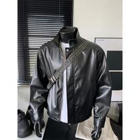 2026 Spring Men Retro Hong Kong Style Black Pu Jackets Men Short Biker Leather Jacket Men's Loose Fashion Outerwear Male Coats 4XL juoda