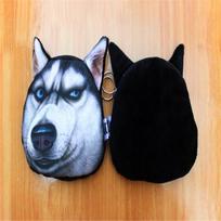 1 vnt. 3D mielas šuns veidas Husky Doge užtrauktuku dėklas Miela mini piniginė Kortelė Monetos smulki piniginė Beige orange