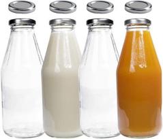 4 x 500 ml stikliniai buteliai su sidabriniais dangteliais ir etiketėmis