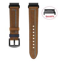 Odinė laikrodžio apyrankė QuickFit 22mm 26mm For Garmin Fenix 7X 7 6 6X Pro 5 5X Plus Quatix Epix gen 2 MARQ Dirželis Laikrodžio apyrankė Apyrankė QuickFit 22mm ruda