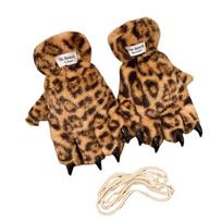 Plush Animal Print Anime Paws Gloves Furry Warm Handwear Cosplay Costume Handwear for Autumn Winter Cold Weather Wear šviesios leopardo spalvos