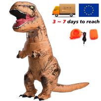 Pripučiamas T-rex kostiumas Tyrannosaurus dinozauras Vaikams Vaikams Suaugusiems Vaidmenų žaidimai Išgalvotas Helovino Talismano Apranga Vakarėliui Fit Height 110-149cm&T-REX ruda