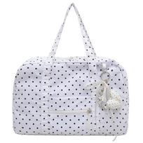 Polka Point Tote Bag Commuter Travel Shoulder Tote Bag Women's Large Capacity Underarm Bag white