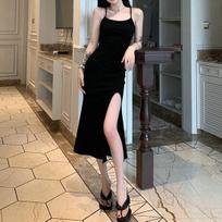 Suspender hip dress Spice girl summer new sexy tight backless split long dress stepmom skirt girl 2XL pilka spalva