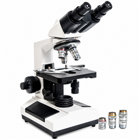 Bendrasis binokulinis biologinis mikroskopas, maksimalus 1600x padidinimas, su 2 standartiniais objektyvais, laboratorinis šviesinis mikroskopas, optinis mokomasis mikroskopas