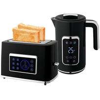 Virdulys ir skrudintuvas su LED jutikliniu ekranu, 1,7 L, 2 skrudintuvo angos, įvairūs režimai ir funkcijos, juodos spalvos 22.5 x 15 x 26.3 cm juoda