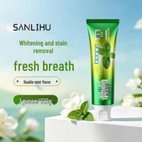 Double Mint Whitening Toothpaste: Stain Removal, Fresh Breath, Dense Foam, Baking Soda Formula green