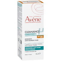 Koncentruota priemonė aknės ir odos nelygumų pažeistai odai prižiūrėti su SPF30 EAU THERMALE AVENE CLEANANCE COMEDOMED+, 30 ml (-40% perkant 2 vnt.)