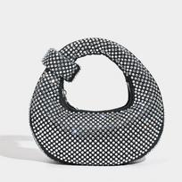 Small Niche Design Full Diamond Dumpling Bag Handbag Socialite Dinner Bag Casual Versatile Handbag Rhinestone Bag pilka spalva