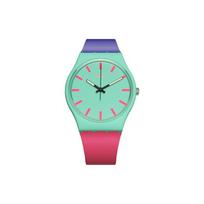 Swatch Originals Series Quartz Movement 30M Water Resistant Watch 34Mm Green Dial Plastic Case Silicone Strap Women watches GG215 Multicolor blue