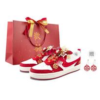 Nike Court Borough Cushioning Abrasion Resistant Low top Skateboard Shoes Women's Red BQ5448-119(TeamX-BOX) 38.5 brown