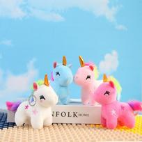 Unicorn Rainbow Pony Keychain Plush Doll Cute Doll Car Metal Keychain Bag Hanging Accessories Promotion Gift Pp Cotton New raudona