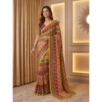 New Launch Ajrak Print Designer Saree Collection brown