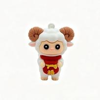 Cute Colorful Goat Silicone Keychain Soft Scratch Resistant Durable Collectible Gift for Kids Animal Lovers Bag Decor A6 beige