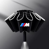 Automobilio skėtis su LED žibintuvėliu Atspindinti juosta Skėtis BMW M E30 E39 E46 E90 E93 E60 F10 M5 M6 M7 X4 X5 X1 priedams gjvm37 juoda