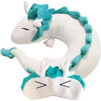 Cute White Dragon Neck Pillow Japanese Animation Plush Animal Neck Pillow Animal Body Flying Pillow With Sleep Goggles green white