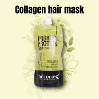 Delofil Professional Delofil Professional Argano aliejaus, baltymų ir kolageno plaukų kaukė 500ml Giliai atstato sausus ir pažeistus plaukus beige