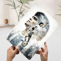 Diego Maradona koliažas skardos plakatas individualus sienos menas vintažiniai metaliniai ženklai retro skardinė plokštelė garažo dekoracijoms sienos dekoras 20x30cm（7.8x11.8inch） white