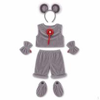 Vaikų gyvūno kostiumas pasirodymui darželyje Pelės šokio apranga 110cm Berniuko galvos apdangalas 140cm Mouse Boy Headpiece gray