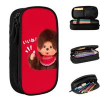 Cute Monchhichis Pencil Cases Fun Pen Box Bag Student Large Storage Students School Gifts Pencilcases 21x10.5x5cm red